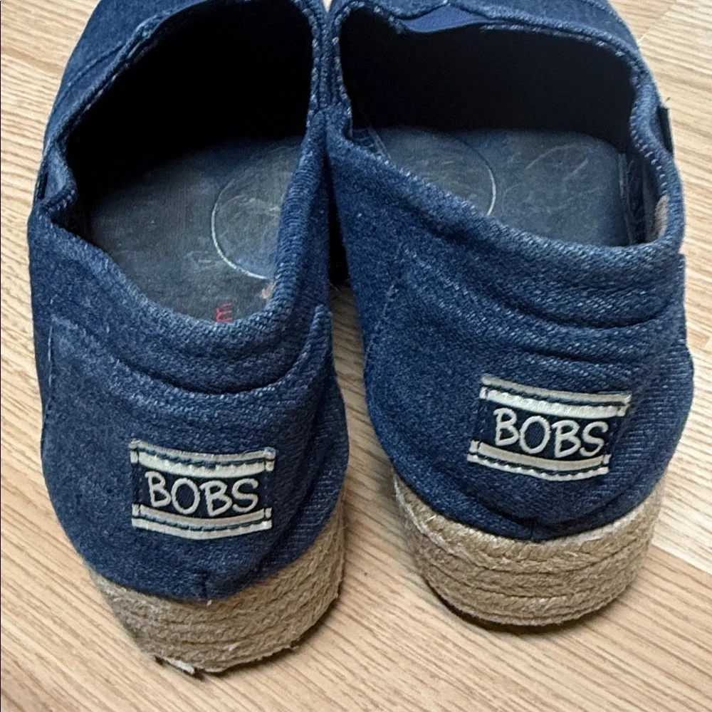 BOBS from Skechers Blue and Tan Espadrilles Slip-On Comfort. Denim